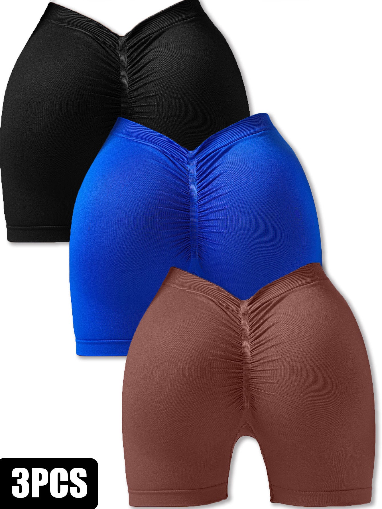 3 Pack Gym V-shaped Sports Shorts Seamless Shorts