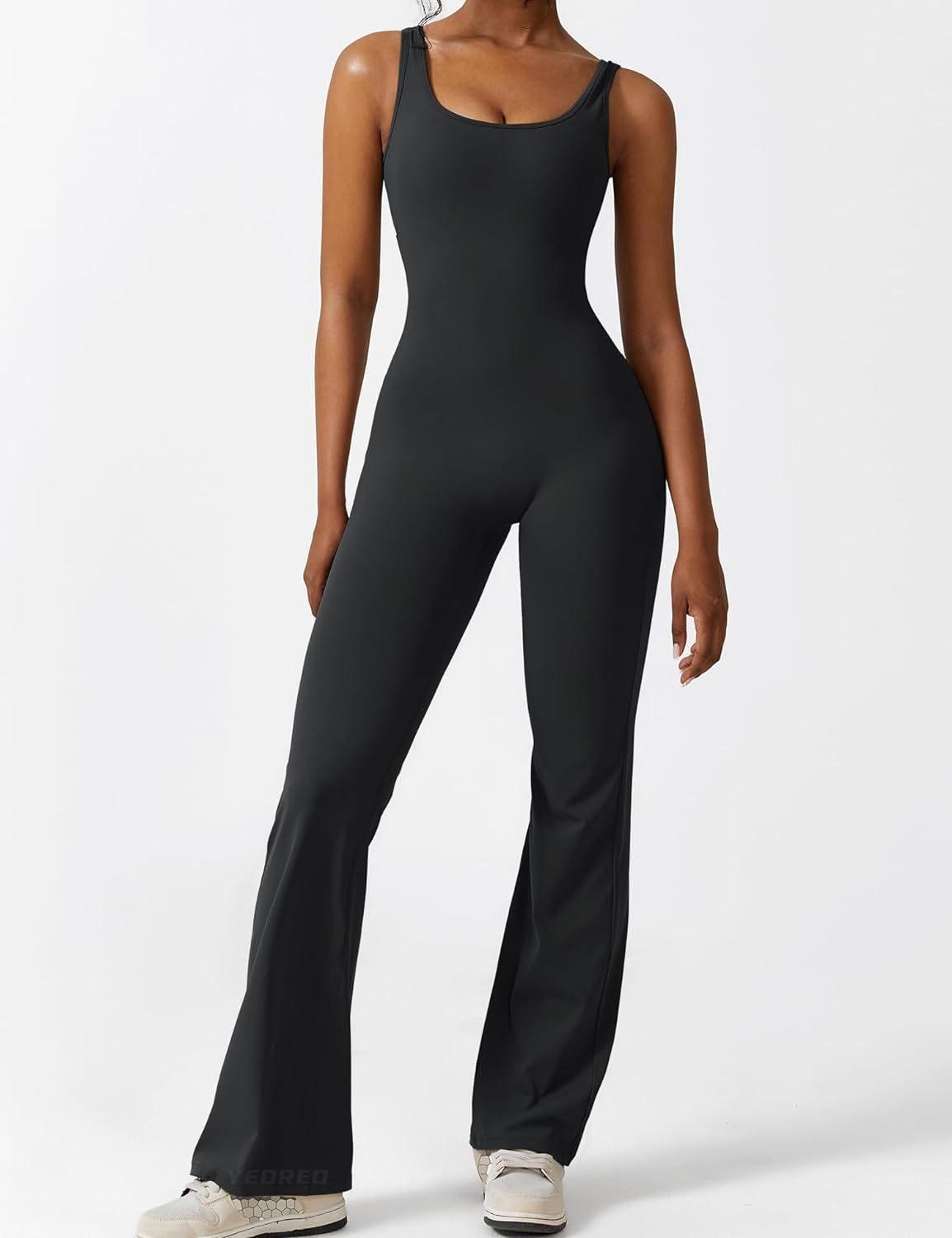 Women Workout Flare Jumpsuits Sexy Backless Gym Bodyc